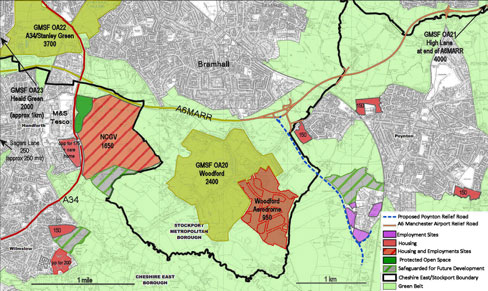 GMSF and CEC proposed development around Woodford Map